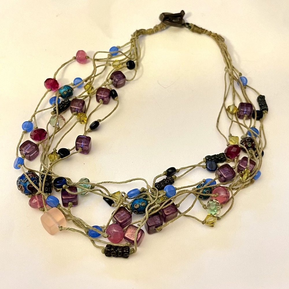 Boho Colorful Multi-Strand Beaded Artisan Choker - Picture 1 of 5
